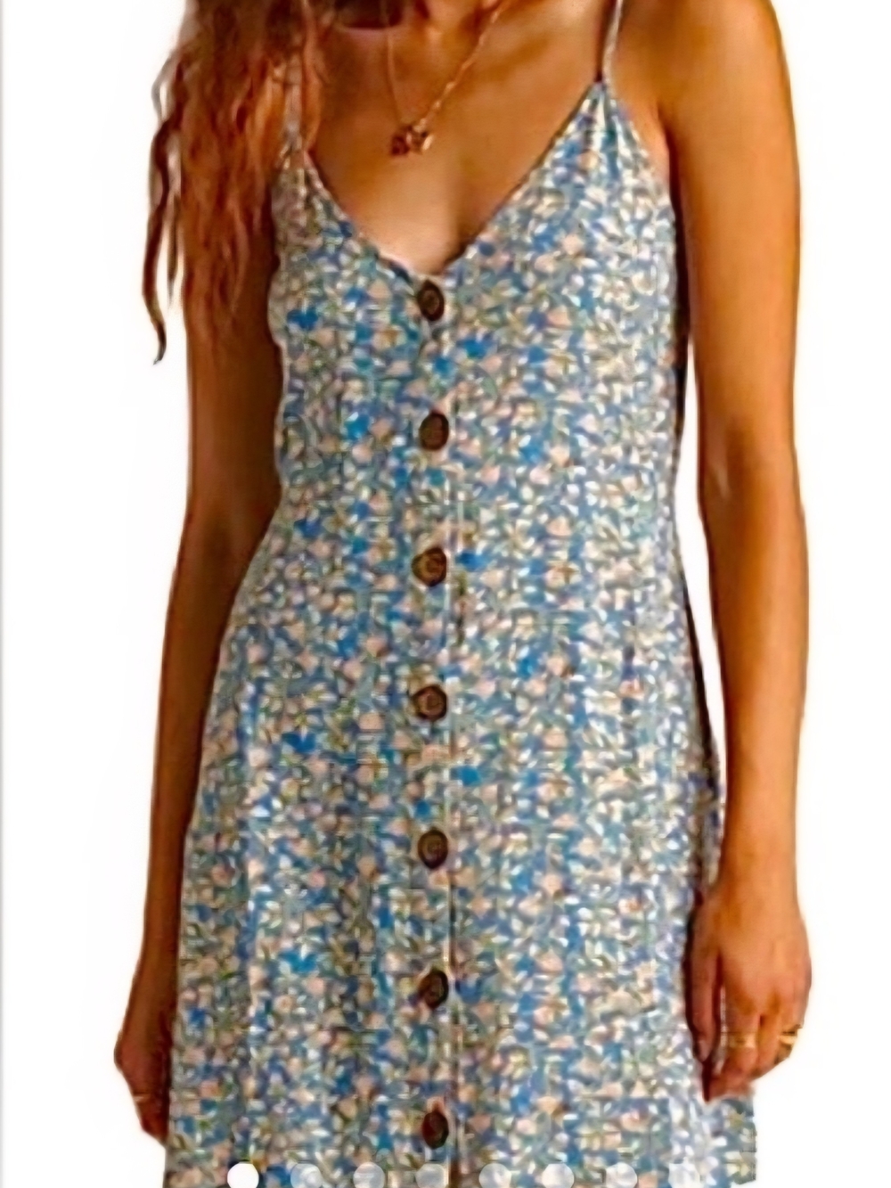 Billabong Blue Floral Button-Front Mini Dress